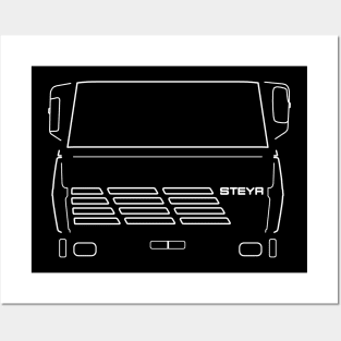 Steyr classic 1970s truck white outline graphic Posters and Art